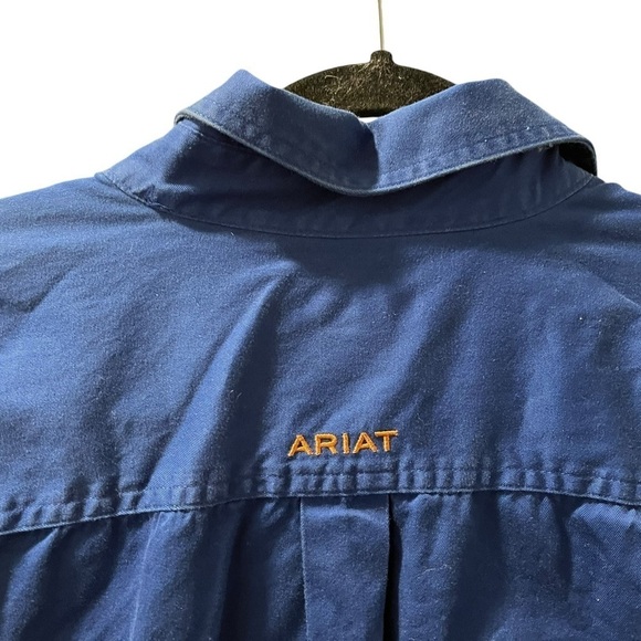 Ariat 100% Cotton Men's Size XXL Long Sleeve Blue Button Down Collared Shirt - Picture 6 of 6